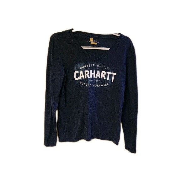 Carhartt Tops - Carhart Ralaxed Fit Blue Speckeled Long Sleave Shirt Womens M (8-10)